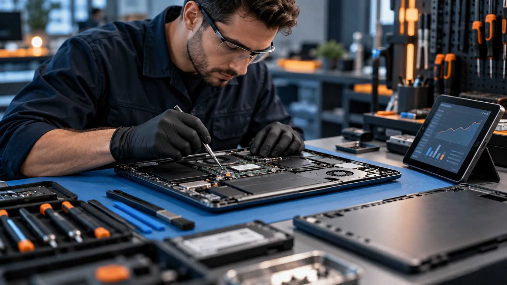 Technik diagnozuje laptop przed przedstawieniem kosztorysu