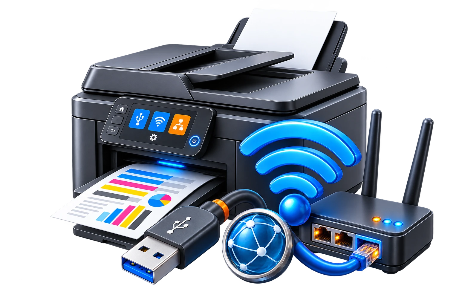 Konfiguracja USB / Wi-Fi / sieci drukarki — Raf-Comp