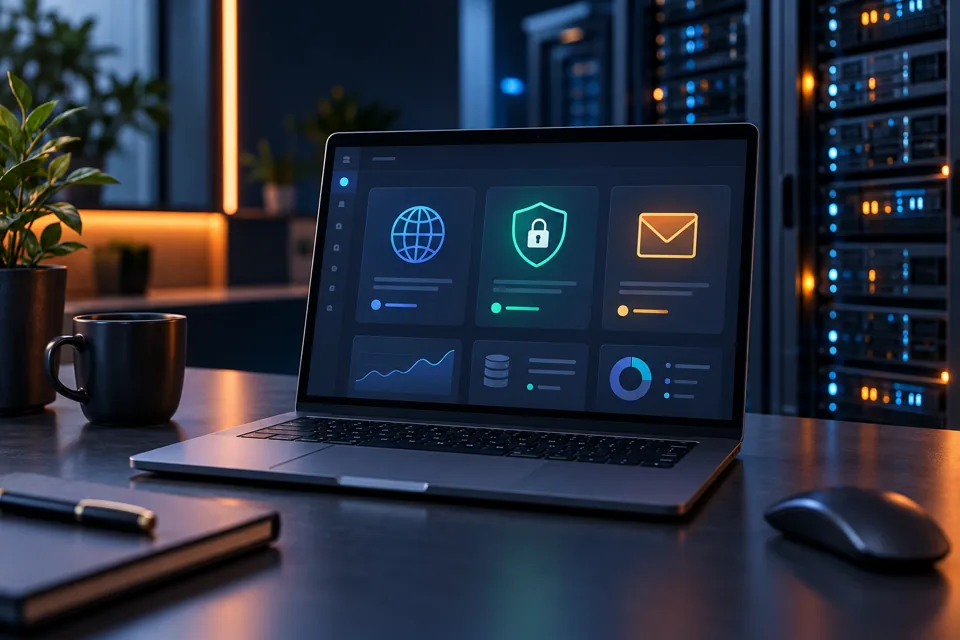Panel hostingu z domeną, certyfikatem SSL i pocztą e-mail