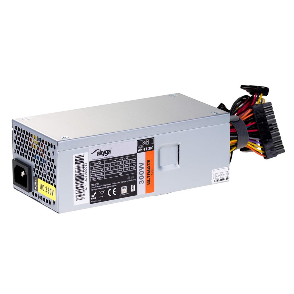 Zasilacz TFX 300W Akyga AK-T1-300 P4 APFC FAN 3xSATA, (bez przewodu zasilającego)
