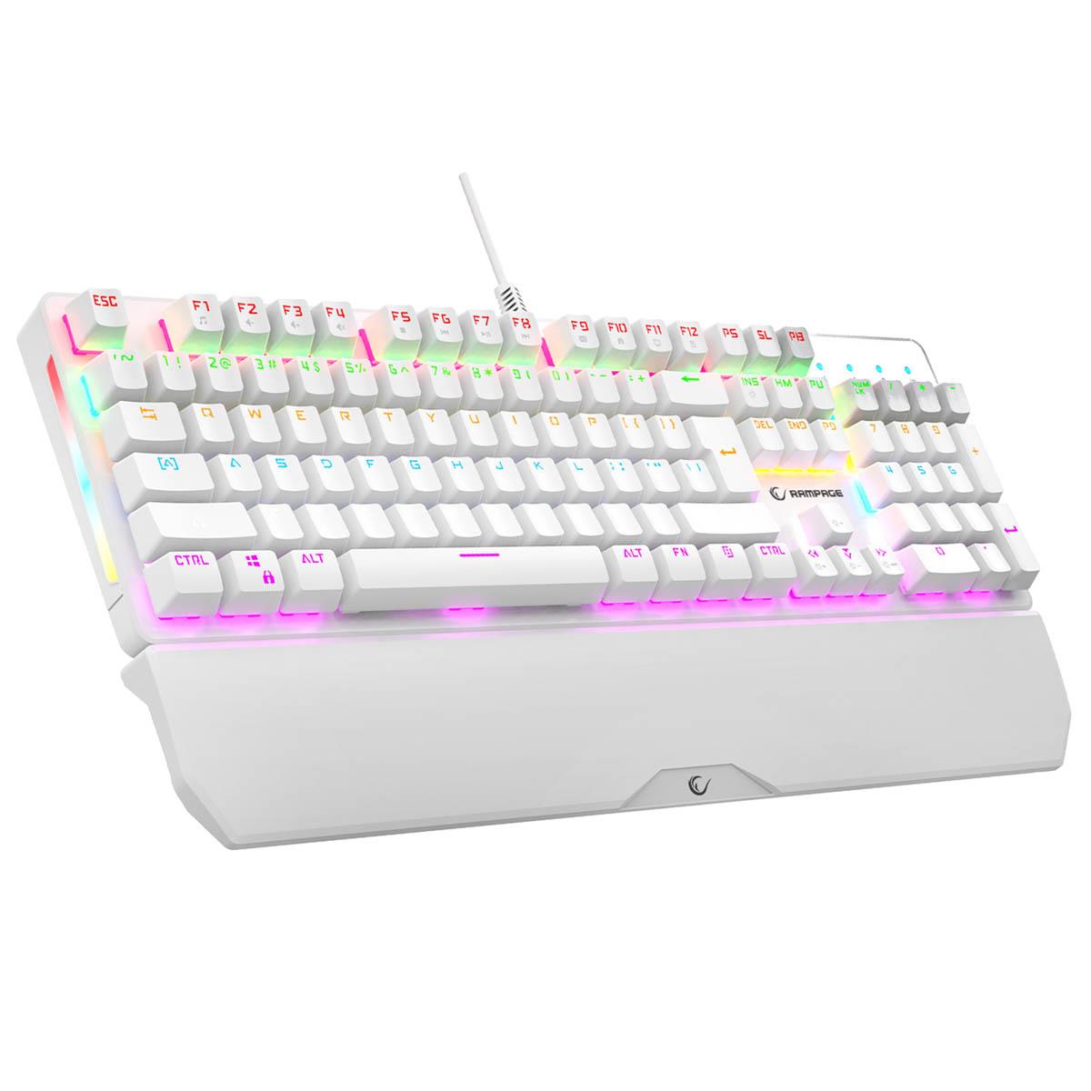 Klawiatura przewodowa Rampage KB-R86 gamingowa mechaniczna UMBRA Blue Switch biała